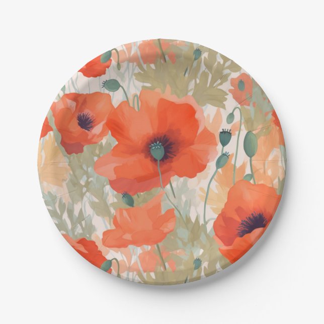 Prato De Papel Orange Poppy Meadow (Frente)