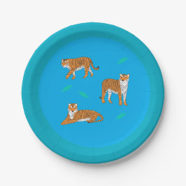 Prato De Papel Orange Tigers