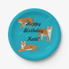 Prato De Papel Orange Tigers