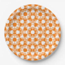 Prato De Papel Orange White Checker Diamond Plaid Pattern