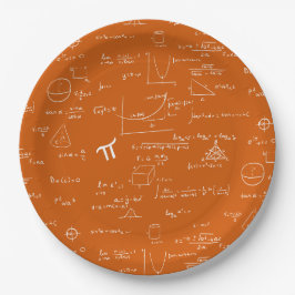 Prato De Papel Orange White Math Equations Graphics Graduation