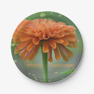 Prato De Papel Orange Zinnia Aniversário Plate