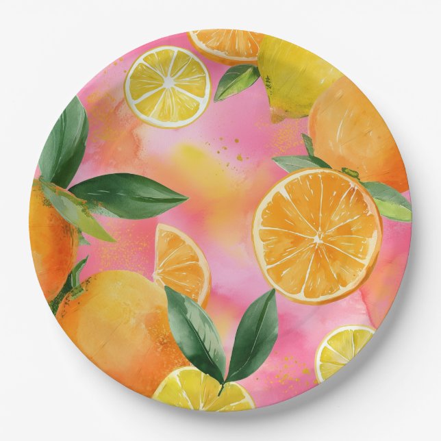 Prato De Papel Oranges spring party plates (Frente)