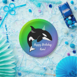 Prato De Papel Orca Killer Whale Birthday 