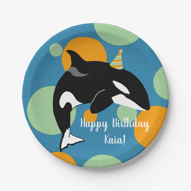 Prato De Papel Orca Killer Whale Birthday (Frente)