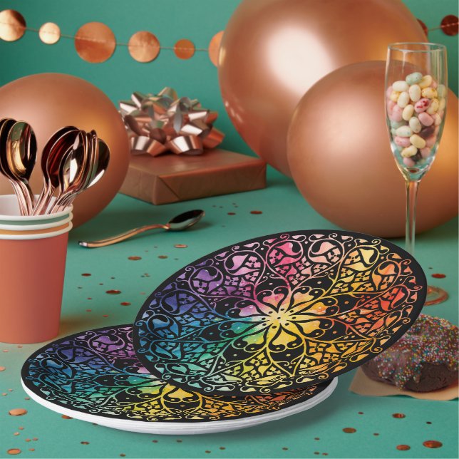 Prato De Papel Orgulho Arco-Íris da Janela Gótica (Múltiplo)