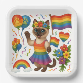 Prato De Papel Orgulho Gato - Peitos LGBTQ inspirados em Gato