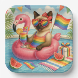 Prato De Papel Orgulho Gato - Peitos LGBTQ inspirados em Gato