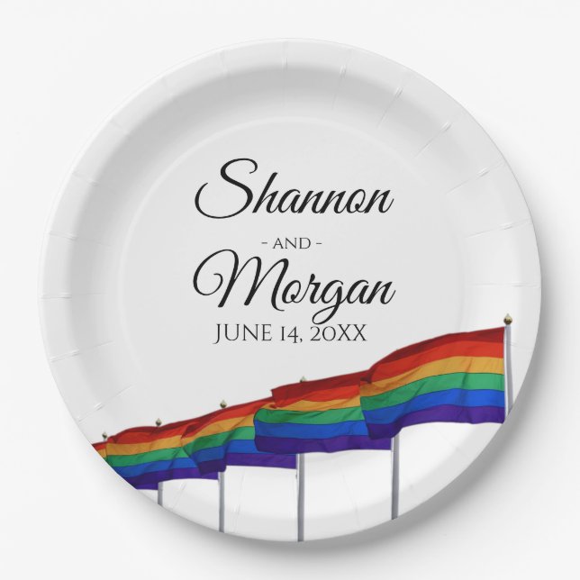 Prato De Papel Orgulho gay Rainbow Flag Plates (Frente)