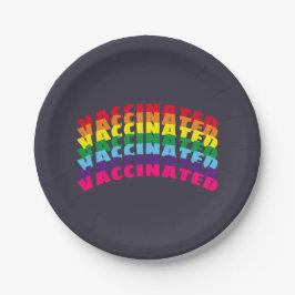 Prato De Papel Orgulho vacinado arco-íris escuro marinho azul