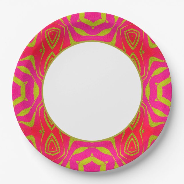 Prato De Papel Origami Pink Dourado Dinnerware (Frente)