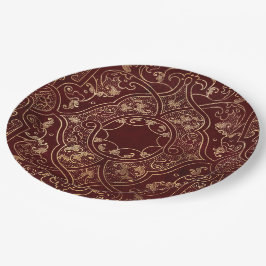 Prato De Papel Ornamentado Red Gold Vintage Dourado