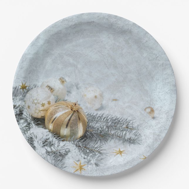 Prato De Papel ornamentos congelados de Natal (Frente)