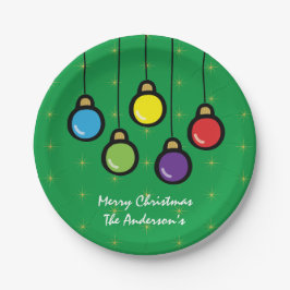 Prato De Papel Ornamentos Dourados de Natal Feliz