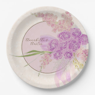 Prato De Papel Orquídea Vintage Ombré Arco e Bouquet-vellum
