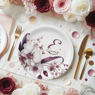 Prato De Papel Orquídeas brancas e magenta deliciosas personalizá