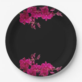 Prato De Papel Orquídeas Fuchsia em Casas Negras-