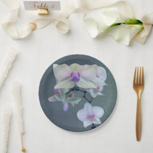 Prato De Papel Orquídeas nas máscaras do roxo