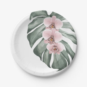 Prato De Papel Orquídeas Rosa Tropicais Exóticas
