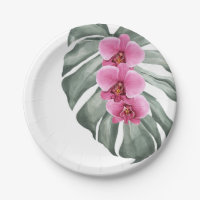 Orquídeas Tropicais Exóticas de Aquarela Quente