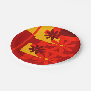 Prato De Papel Os anos 70 alaranjados retros