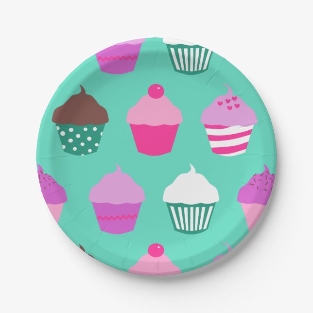 Prato De Papel Os cupcakes projetam a placa de papel (Frente)