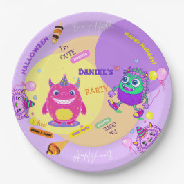 Prato De Papel Os monstros do festival de festas de Halloween ass