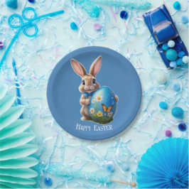 Prato De Papel Osterhase blauer Schleife -