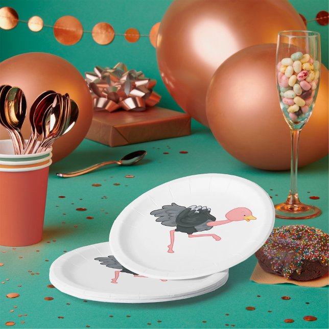 Prato De Papel Ostrich Running (Criador carregado)