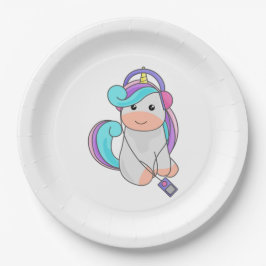 Prato De Papel Ótima Unicórnio Ouvindo Música