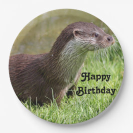 Prato De Papel Otter Grass Wildlife Foto Birthday