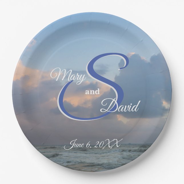 Prato De Papel Ouça O Casamento De Ondas (Frente)