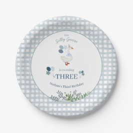 Prato De Papel Our Silly Goose Birthday Any Age Blue 