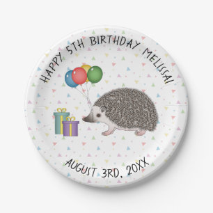 Prato De Papel ouriço-pigmeu-africano - Feliz Aniversário