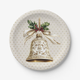 Prato De Papel Ouro de Natal Shiny Stars Green Folhas