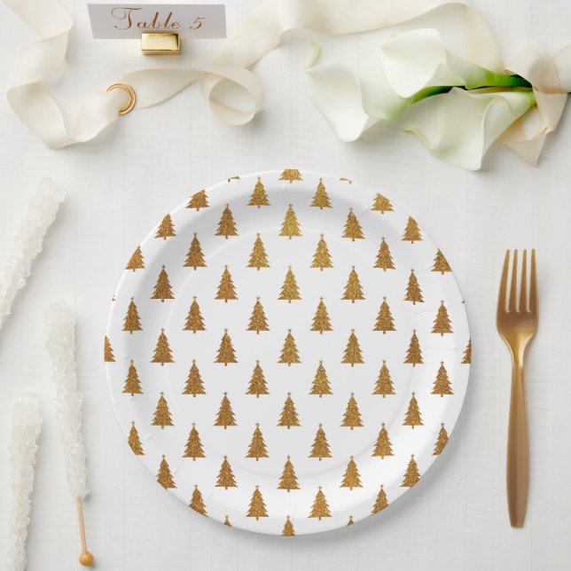 Prato De Papel Ouro elegante árvore de Natal (Casamento)