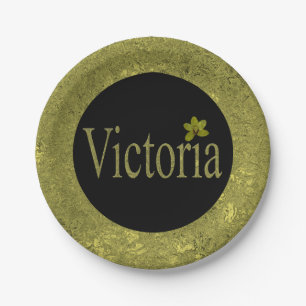 Prato De Papel Ouro Flecks Victoria Name Design,