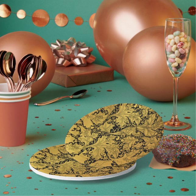 Prato De Papel Ouro Floral Padrão Oriental Fllower (Múltiplo)
