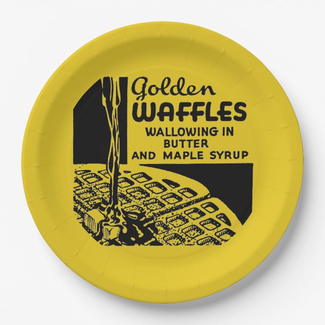 Prato De Papel Ouro Waffles Breakfast (Frente)