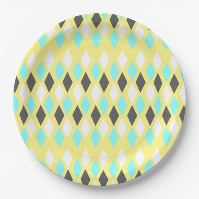 Prato De Papel Ouros atômicos do século médio em amarelo (Frente)