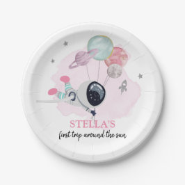 Prato De Papel Outer Space Girl 1rua viajando ao redor do Sol Ani
