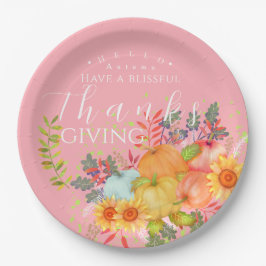 Prato De Papel Outono - Ação de Graças Rosa