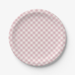 Prato De Papel Outono Antigo Gingham Retro Rosa Suave