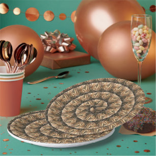 Prato De Papel Ouvidos De Trigo Num Padrão De Trigo Espiral,