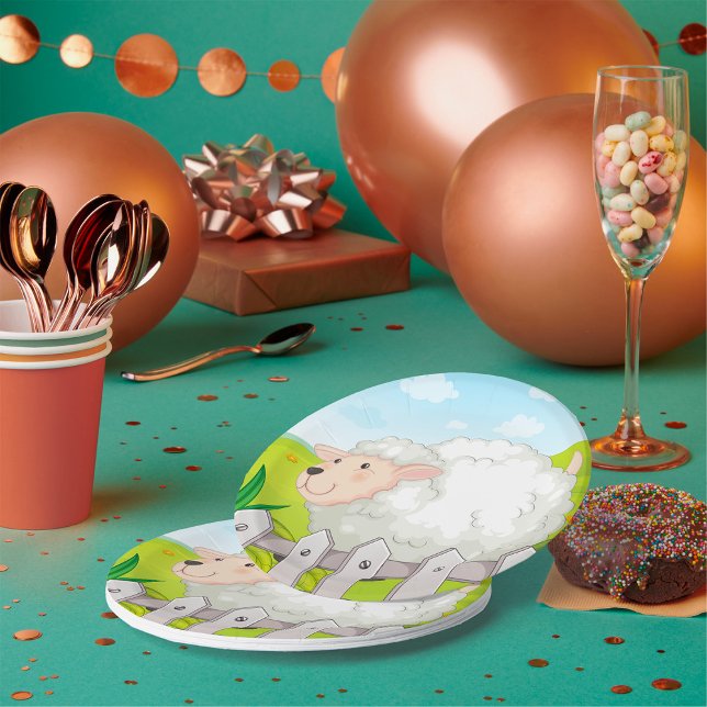 Prato De Papel Ovelhas sorridentes (Criador carregado)