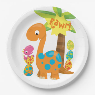 Prato De Papel Ovos de Páscoa de Dinossauro Personalizados para C