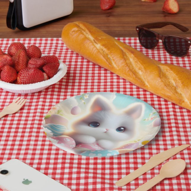 Prato De Papel Ovos de Páscoa Kawaii de Pastel Doce (Piquenique)