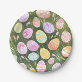 Prato De Papel Ovos de Páscoa Pastéis | Aquarela de Primavera Bon