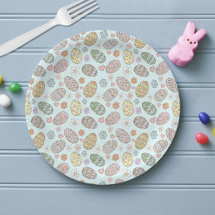 Prato De Papel Ovos de Páscoa Pastel Caprichosos Padrão Floral