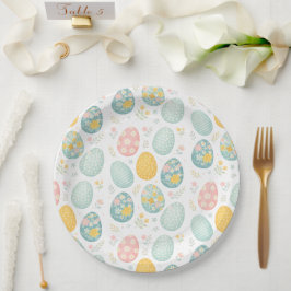 Prato De Papel Ovos de Páscoa Pastel com Estampa Floral - Cute Pr